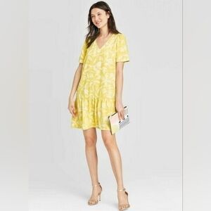 A New Day Floral Print Dress in Green  and White, Size Medium